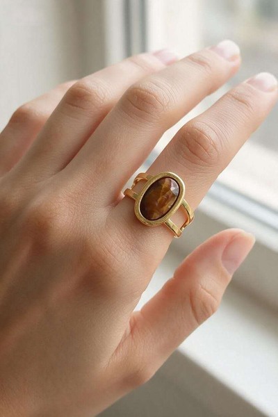 Wholesaler LILY CONTI - Adjustable gold-plated stainless steel ring with stone Wholesaler LILY CONTI - Adjustable gold-plated stainless steel ring with stone