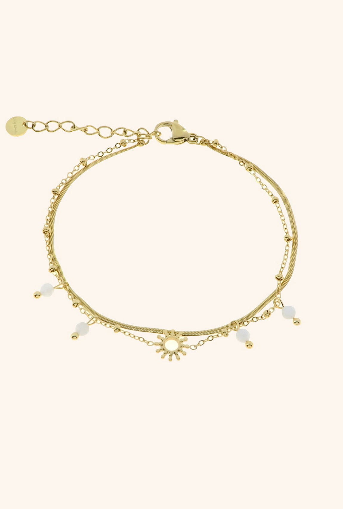 Grossiste LILY CONTI - Bracelet 2 rangs en acier inoxydable, pierres naturelles