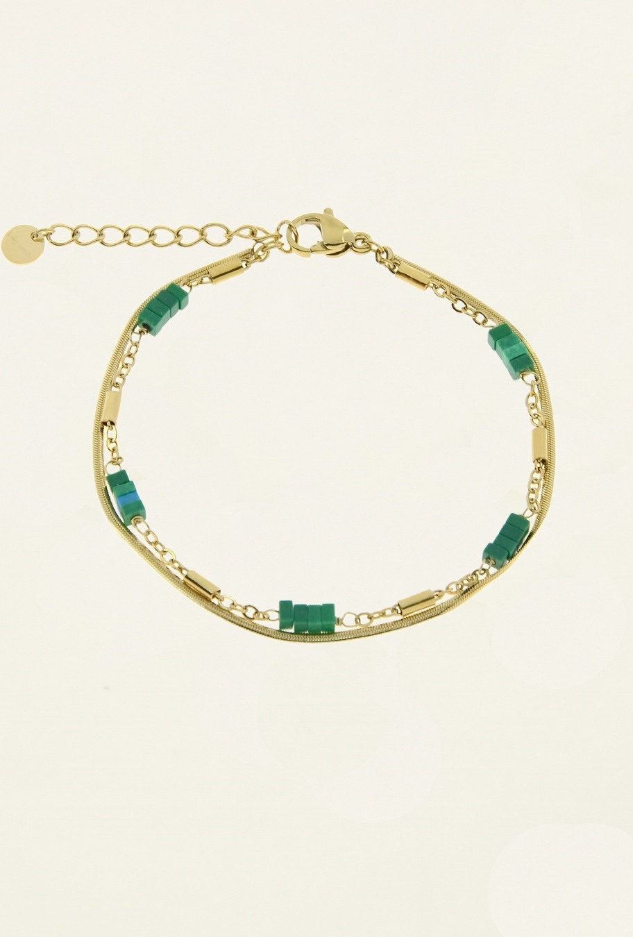 Grossista LILY CONTI - Bracciale a due fili dorato in acciaio inossidabile con pietre