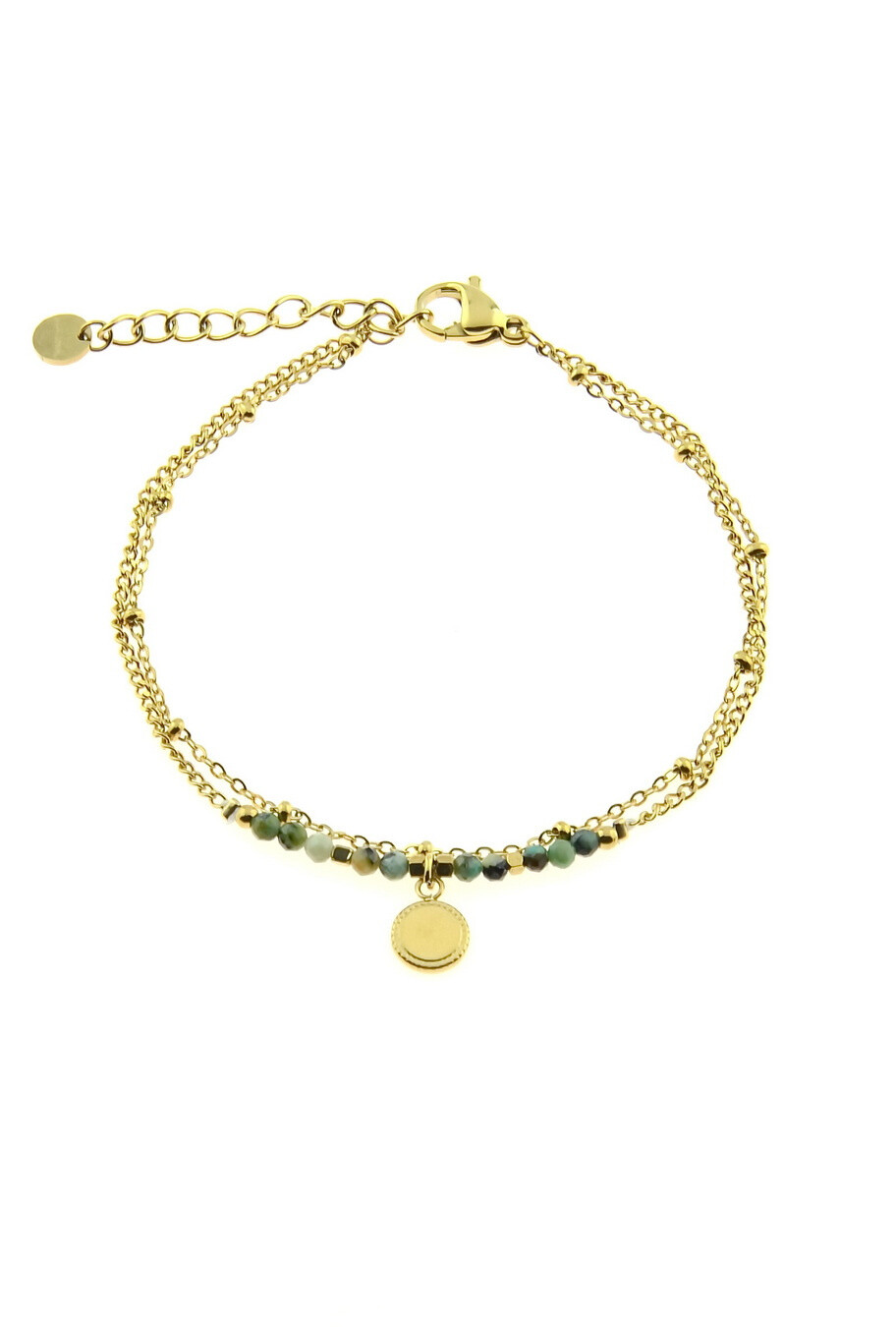 Grossiste LILY CONTI - Bracelet 2 rangs-acier inoxydable-pierres naturelles