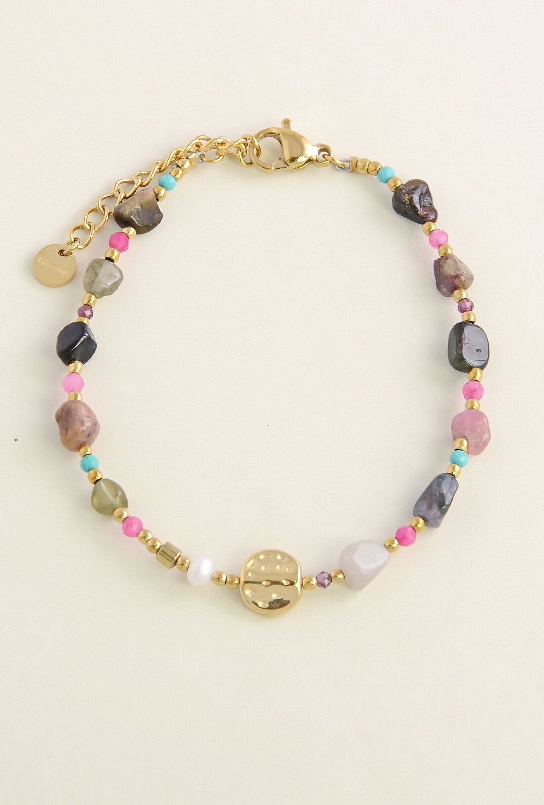 Grossiste LILY CONTI - Bracelet doré en acier inoxydable avec pierres naturelles