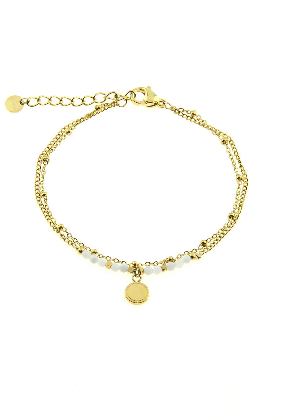 Grossiste LILY CONTI - Bracelet 2 rangs-acier inoxydable-pierres naturelles