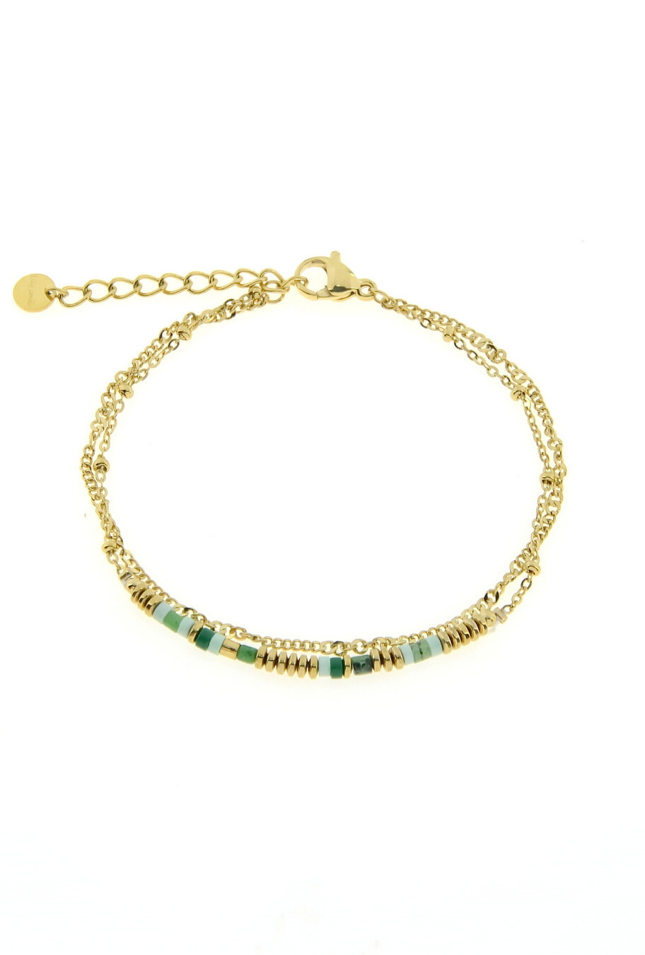 Grossiste LILY CONTI - Bracelet 2 rangs-acier inoxydable-pierres