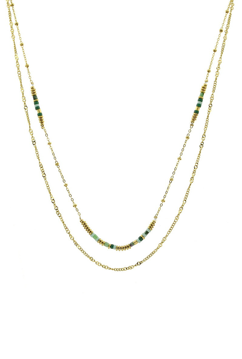 Grossiste LILY CONTI - Collier 2 rangs-Acier inoxydable-Pierres