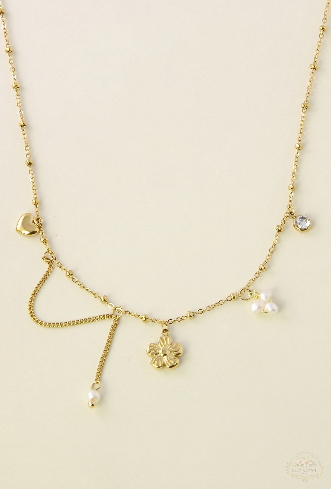 Collier Double Rang Doré en Acier Inoxydable – Chaîne