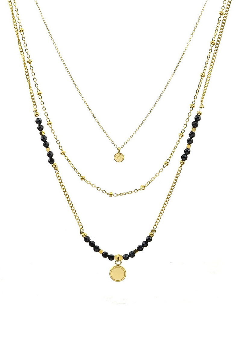 Grossiste LILY CONTI - Collier 3 rangs-Acier inoxydable-Pierres naturelles