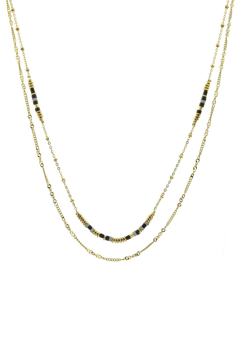 Grossiste LILY CONTI - Collier 2 rangs-Acier inoxydable-Pierres