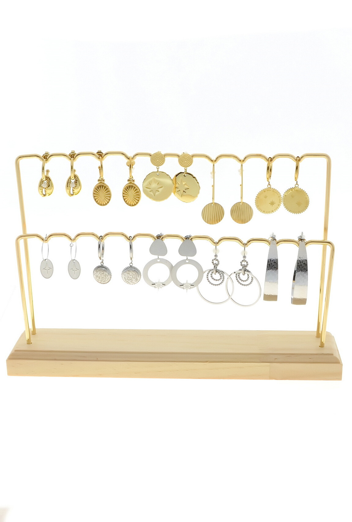 Grossiste LILY CONTI - Lot de 10 Boucles d'oreilles-Acier Inoxydable-"Avec Présentoir"