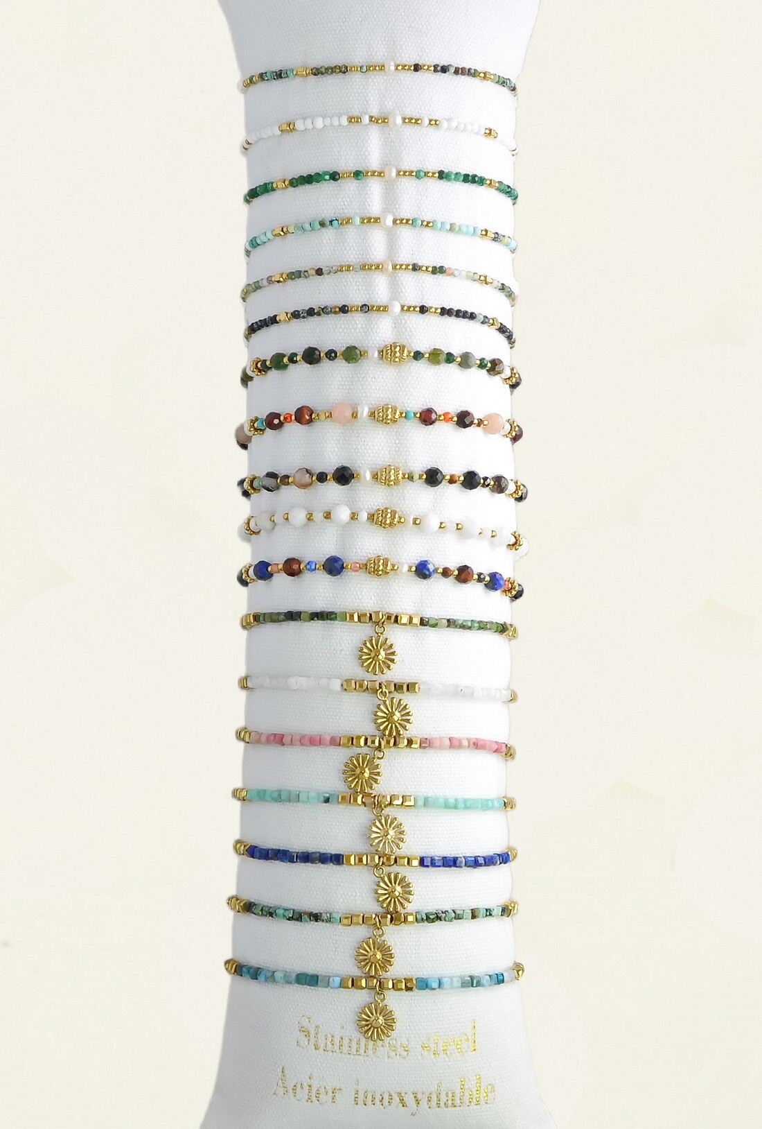 Wholesaler LILY CONTI - Set of 18 stainless steel bracelets with stones and other materials