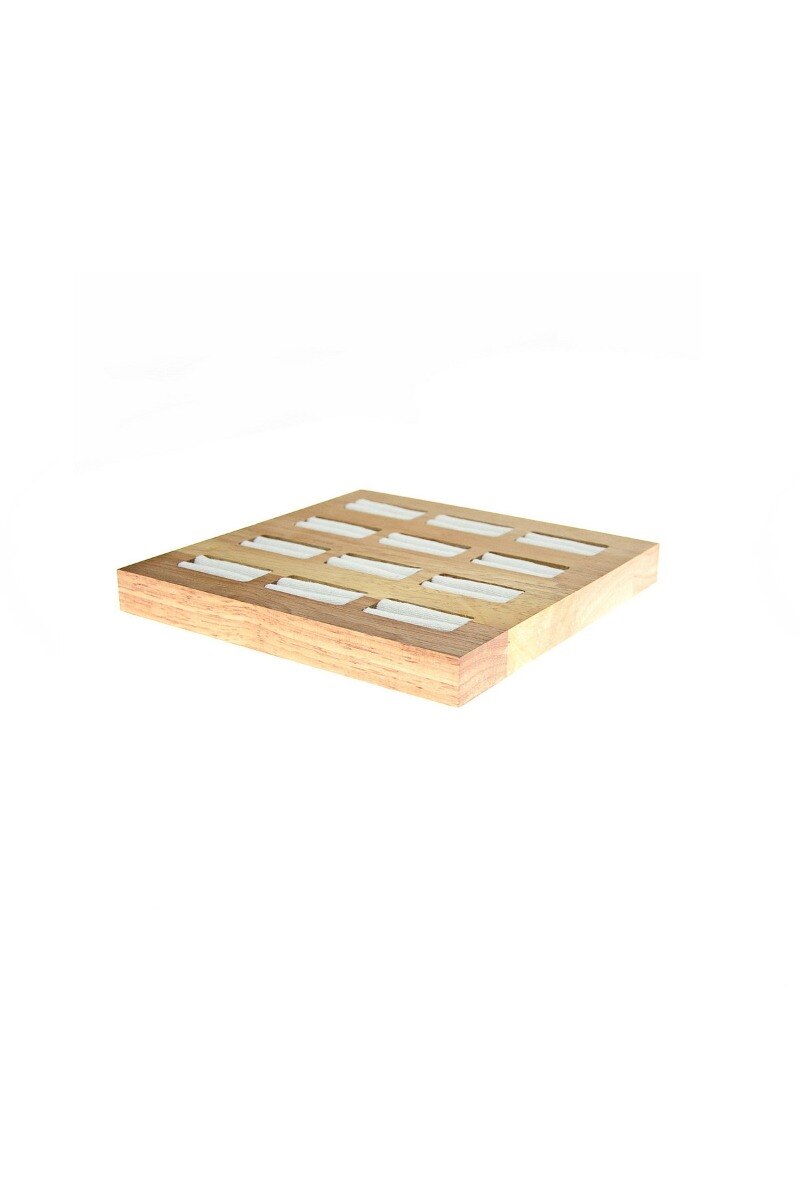 Grossiste LILY CONTI - Présentoir Bagues -bois-Lin 16x16x1.8 cm