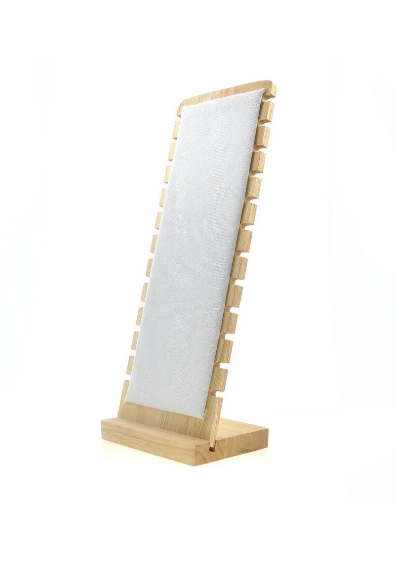 Grossiste LILY CONTI - Présentoir pour 12 Colliers /Chaînes chevilles-bois-Lin 10x27x8 cm