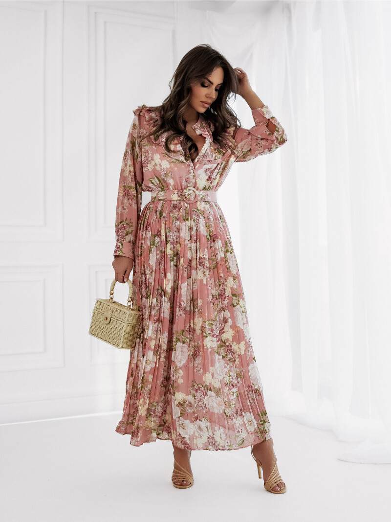 Grossiste Lily Mcbee - Robe mi-long plissée avec ceinture