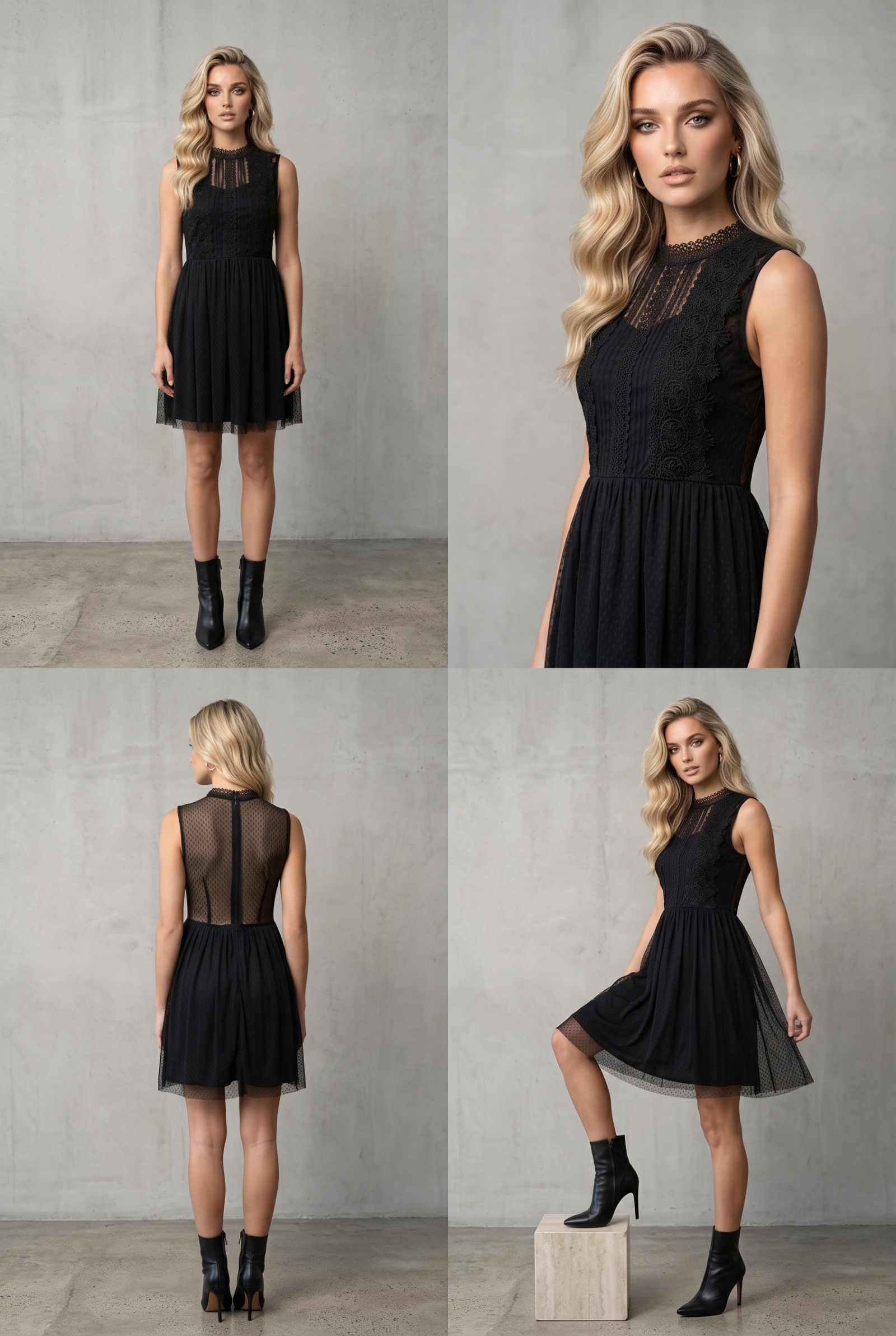 Grossista Lily Mcbee - Abito skater in tulle plumetis e pizzo