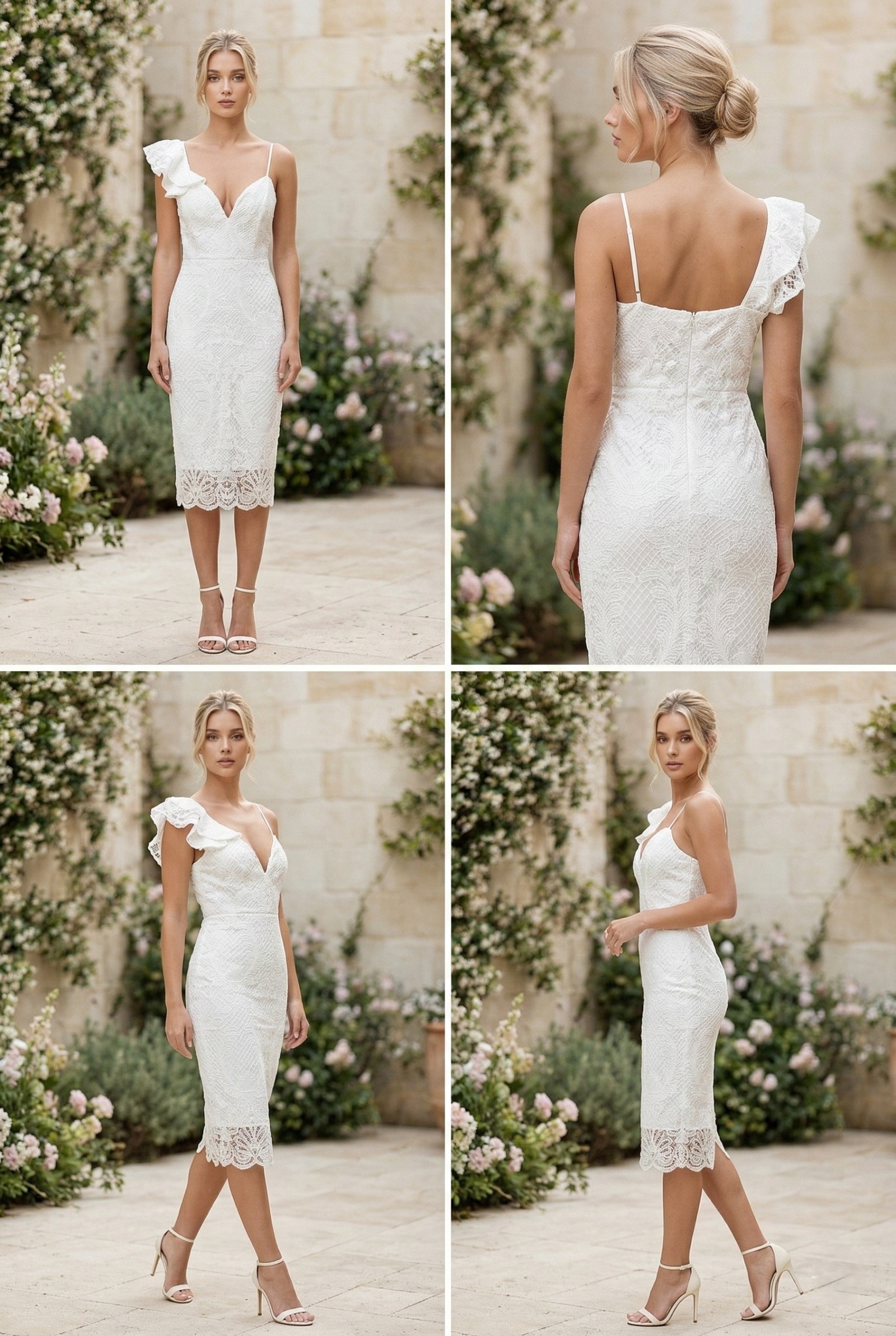 Grossiste Lily Mcbee - Robe Blanche – Lys de Dentelle & Volant Aérien