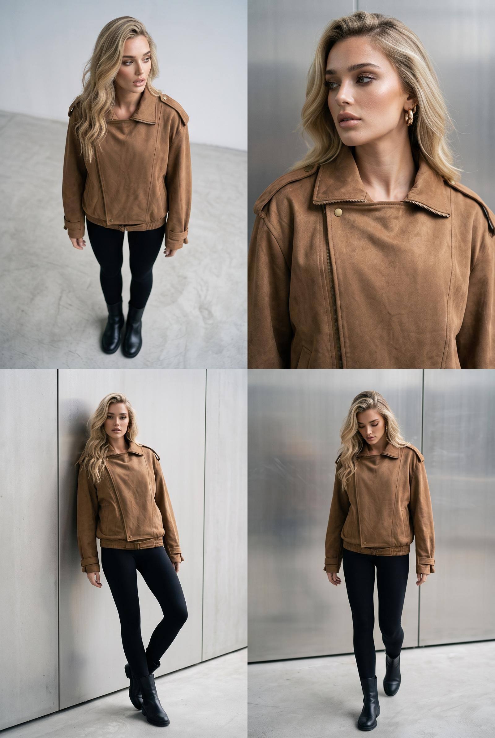 Grossiste Lily Mcbee - Veste Suédine Style Biker Oversize