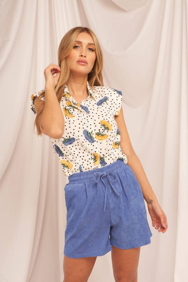 Grossiste Lily White - Chemise à pois et fleurs