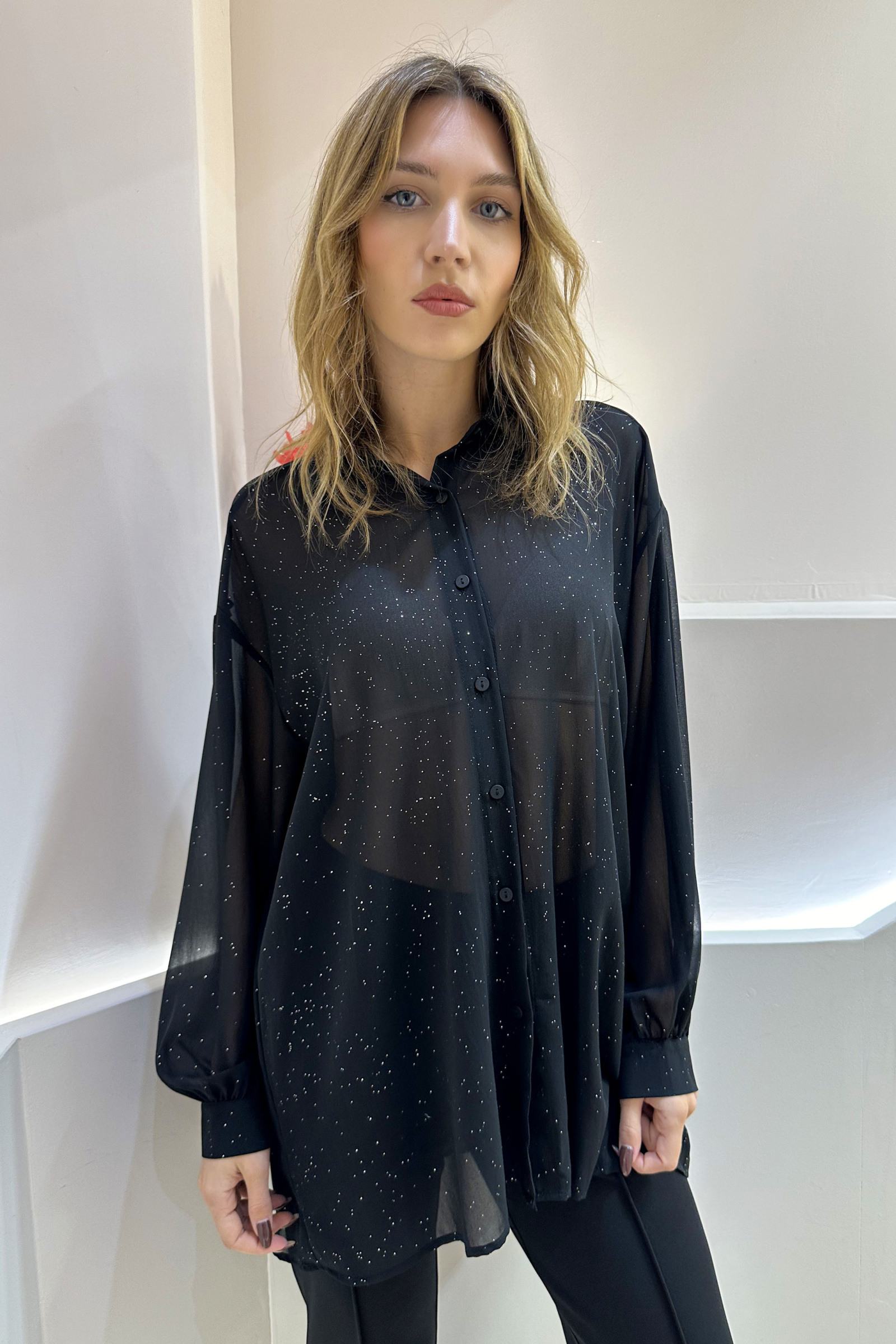 Wholesaler Lily White - Sequined chiffon shirt