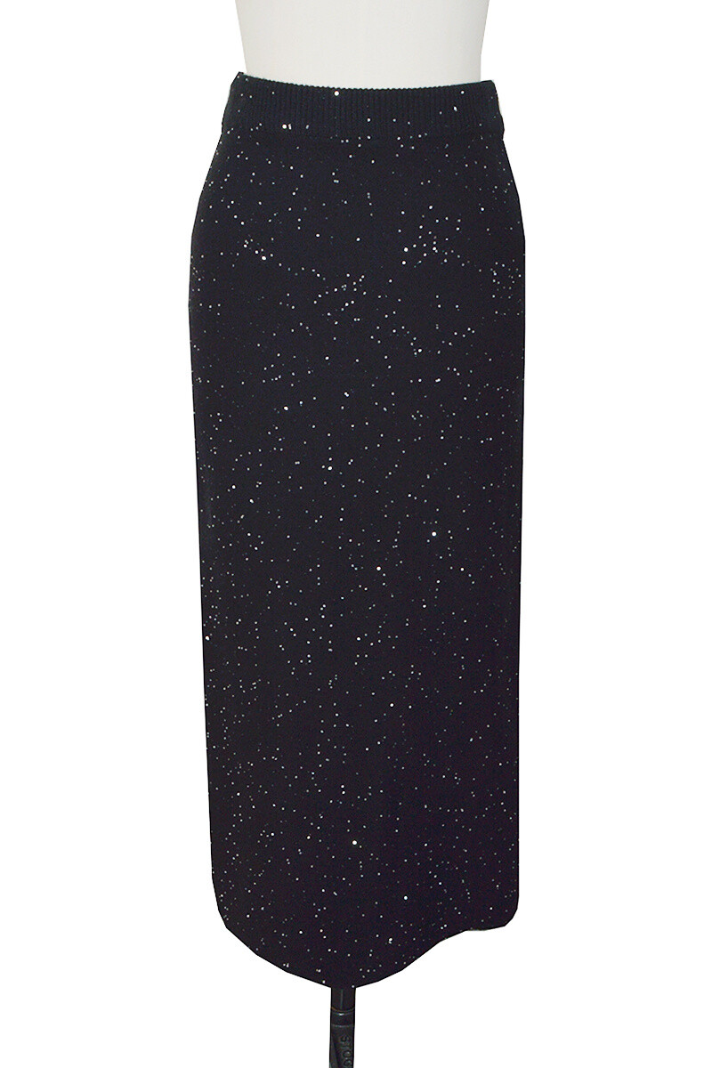 Grossiste Lily White - Jupe longue épaisse en maille à sequins