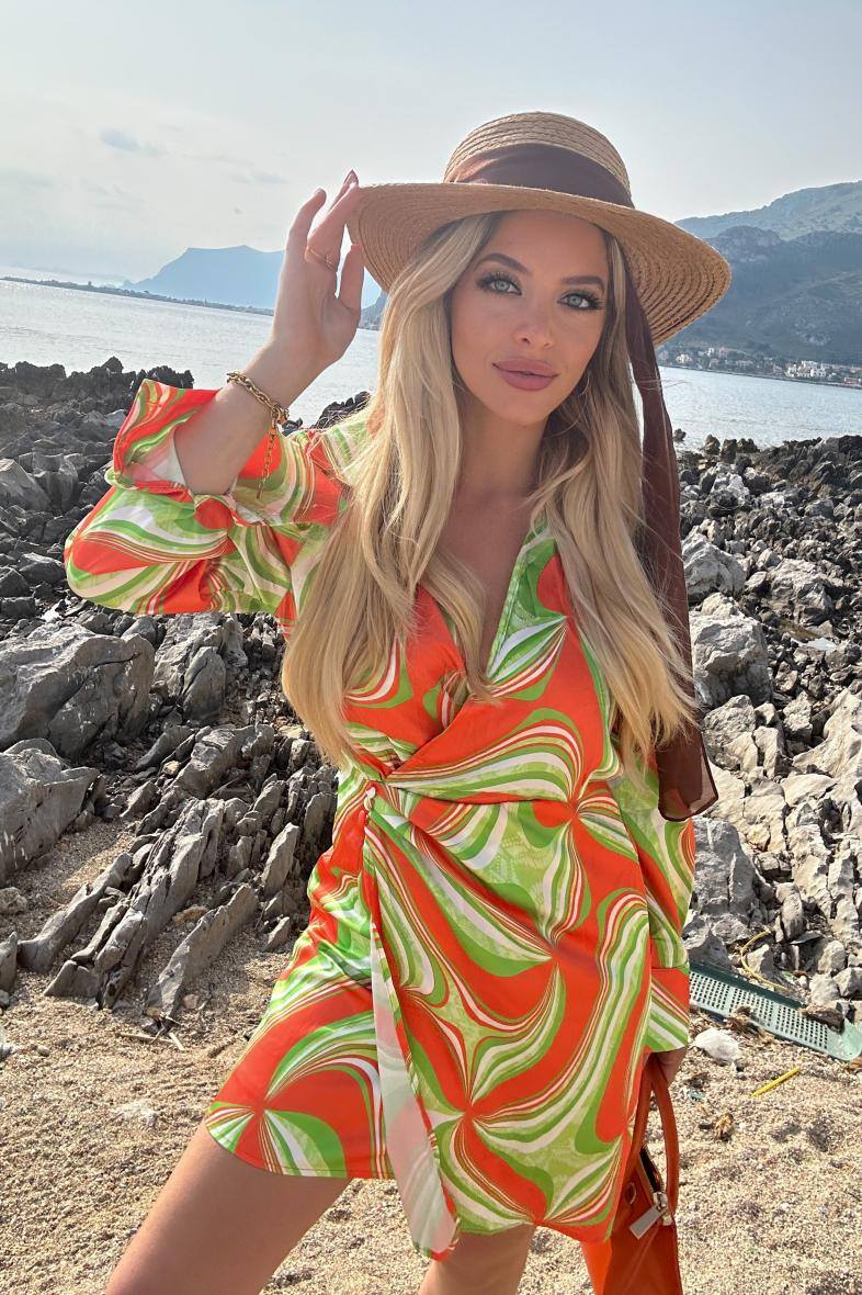Grossiste Lily White - Robe Courte Imprimé Géométrique