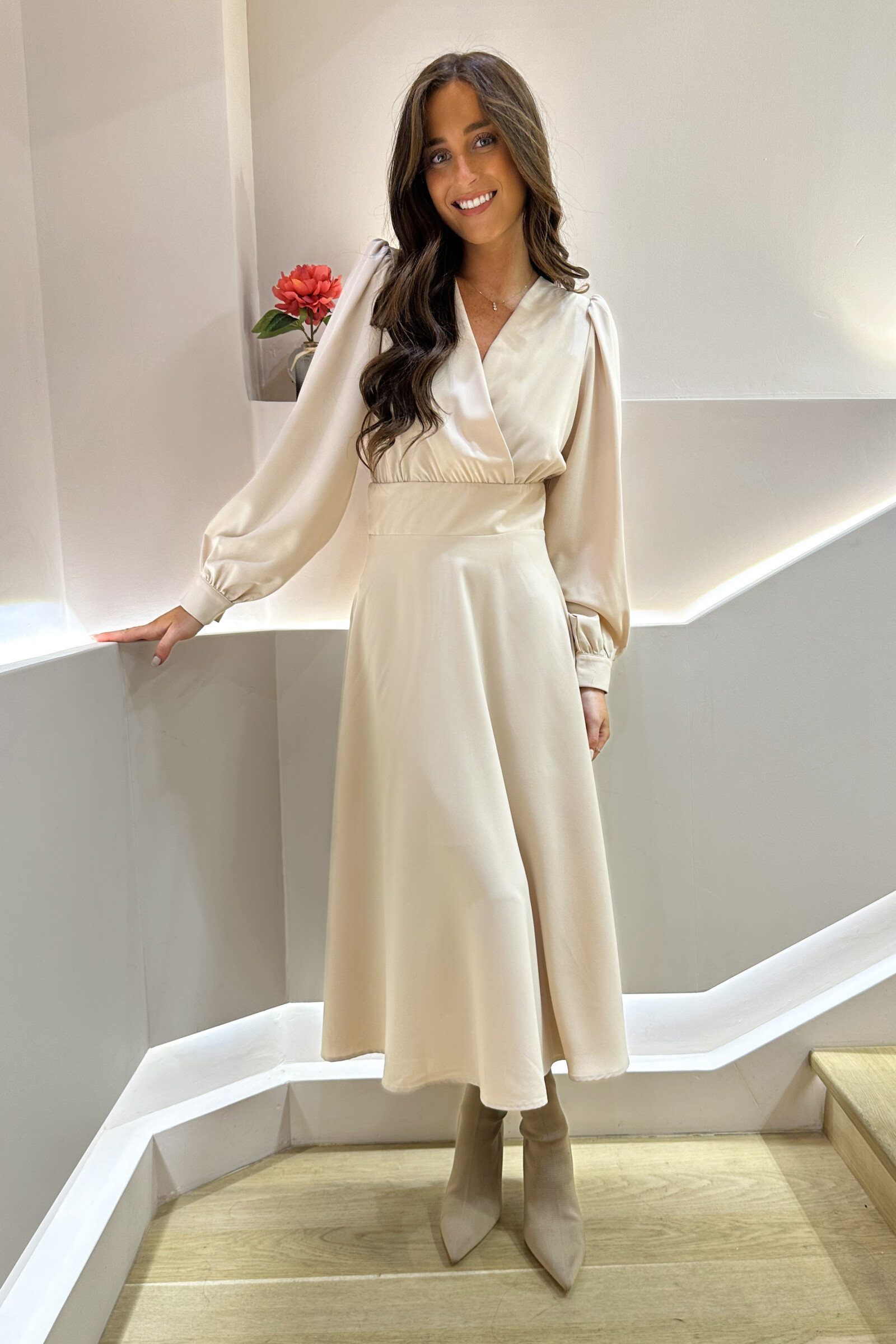 Robe longue en satin