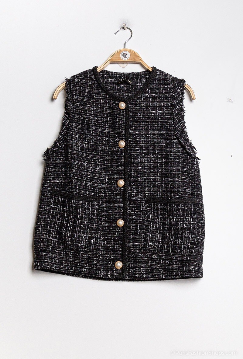 Grossiste Lily White - Veste sans manches en tweed