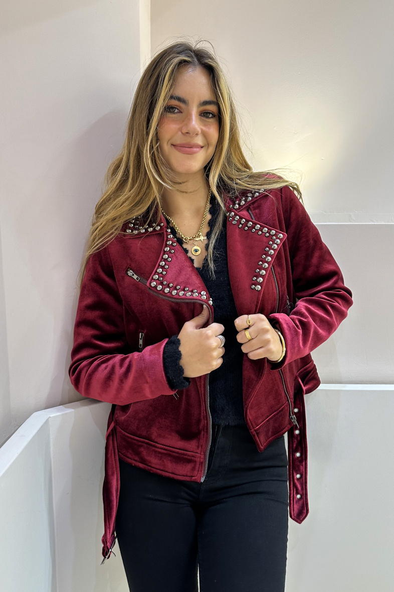 Grossiste Lily White - Veste perfecto en velour à clous