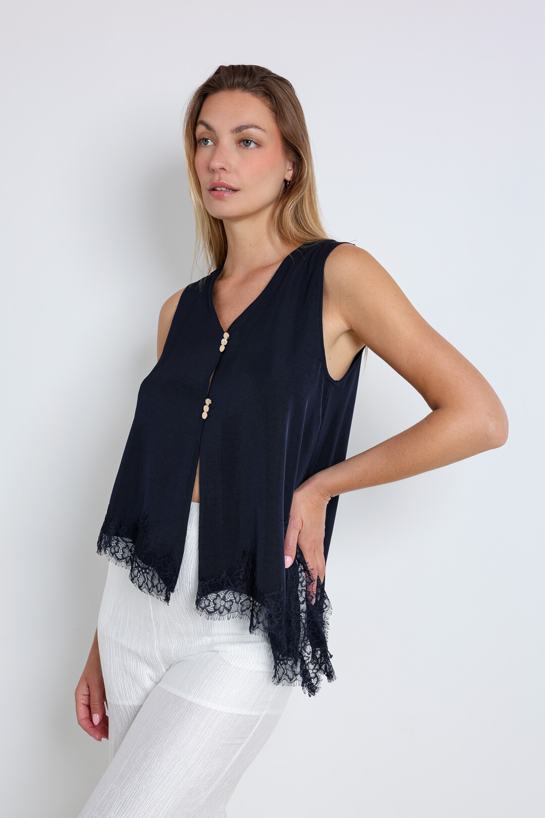 Grossista Lily White - Top fluido in pizzo