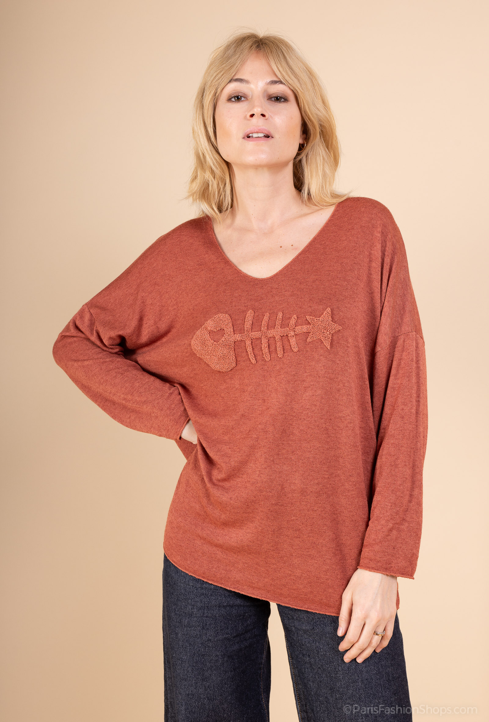 PULL IMPRIMÉ POISSON