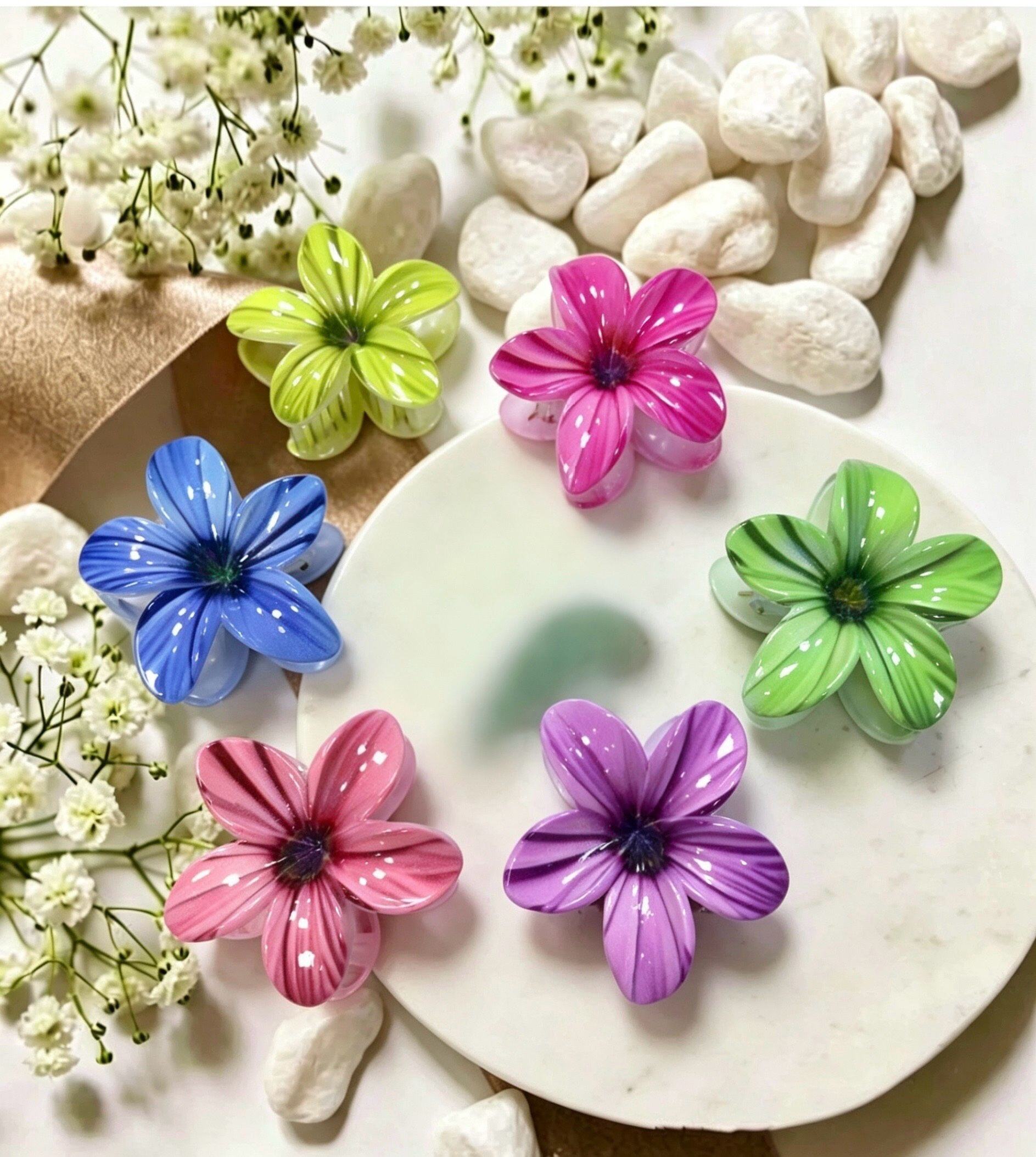 Grossiste LINETA - Pinces Fleurs Rayure