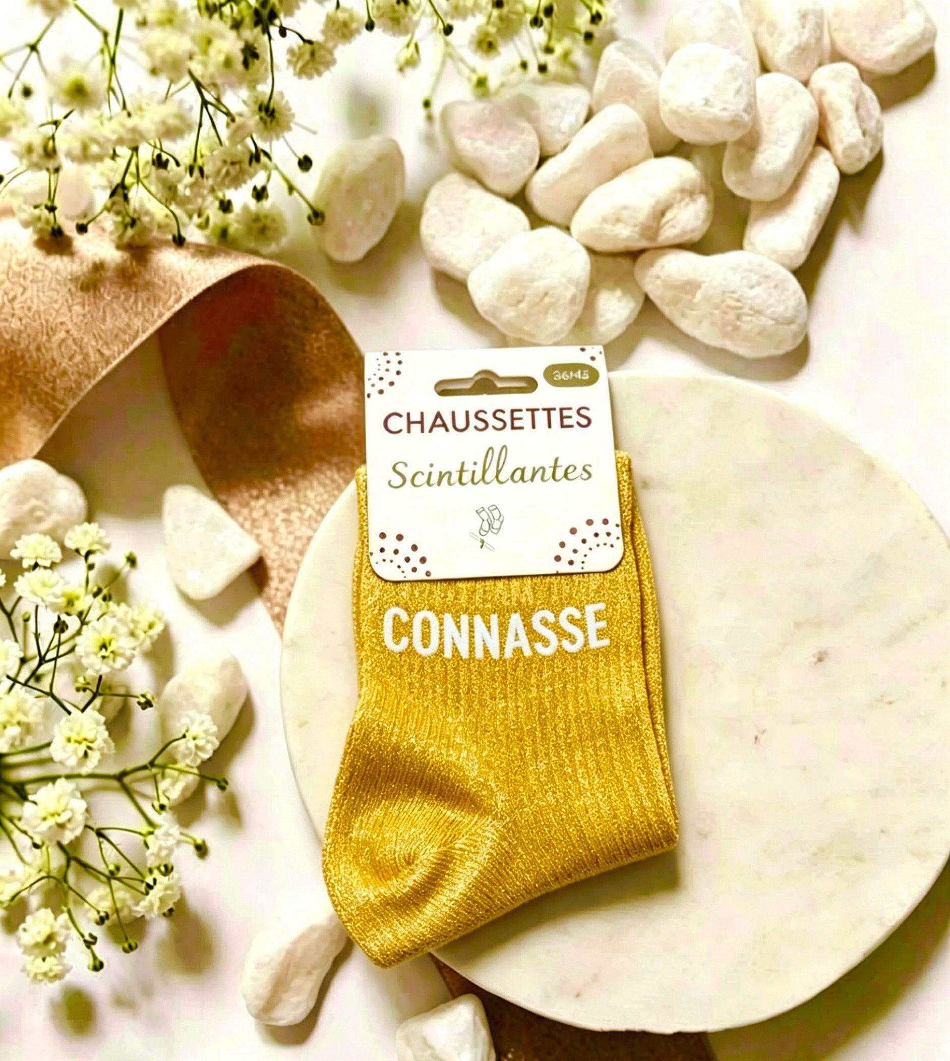 Großhändler LINETA - Gelbe 'Connasse' Sneaker-Socken