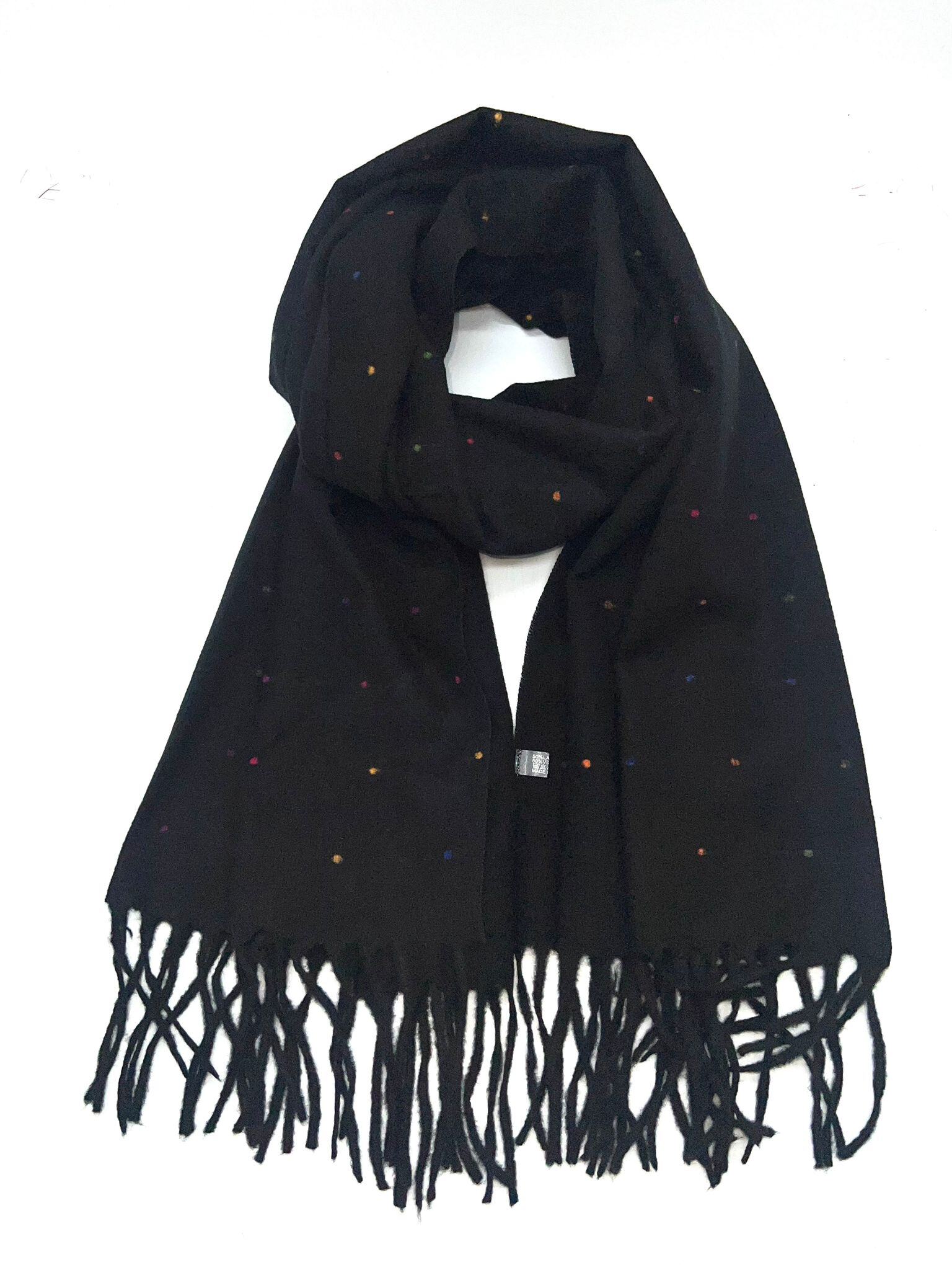Écharpe Marron Multicolore Avec Franges Et Détails Argentés - Occasion (présente Des Défauts)