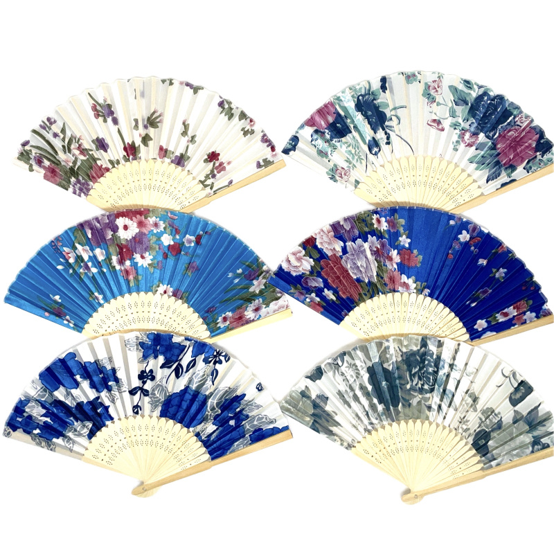 Wholesaler LINETA - 1 flower printed wooden fan