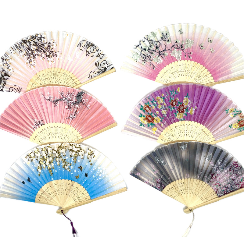 Wholesaler LINETA - 1 flower printed wooden fan