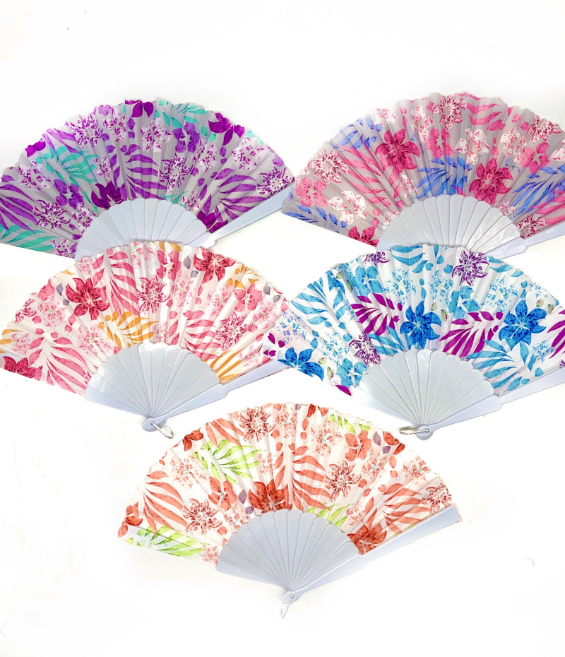 Wholesaler LINETA - 1 flower printed wooden fan