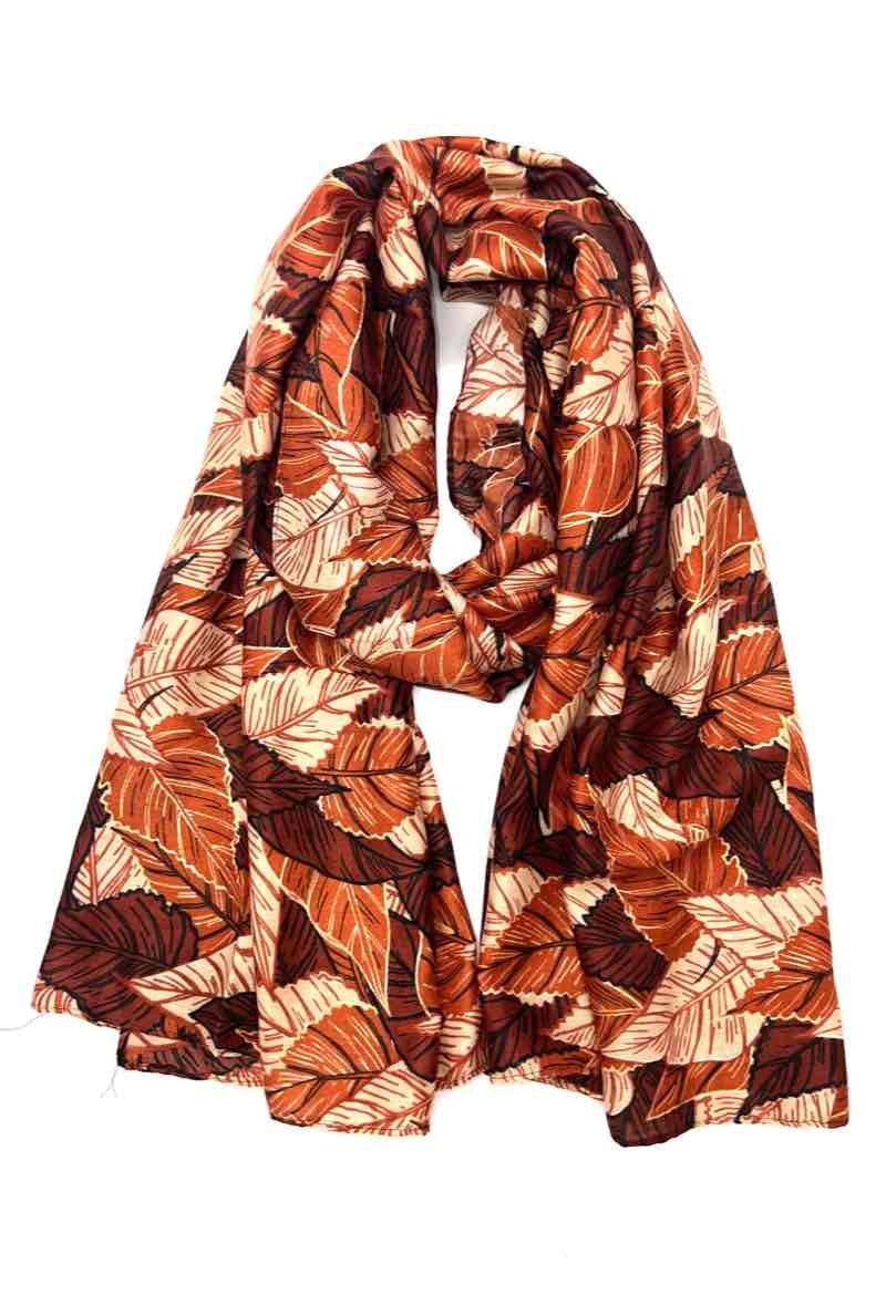 Wholesaler LINETA - Shiny leaf pattern scarf