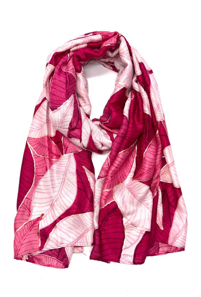 Wholesaler LINETA - Shiny leaf pattern scarf