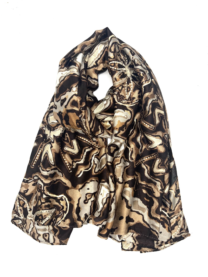 Grossiste LINETA - HH-217 Foulard imprimé avec dorure