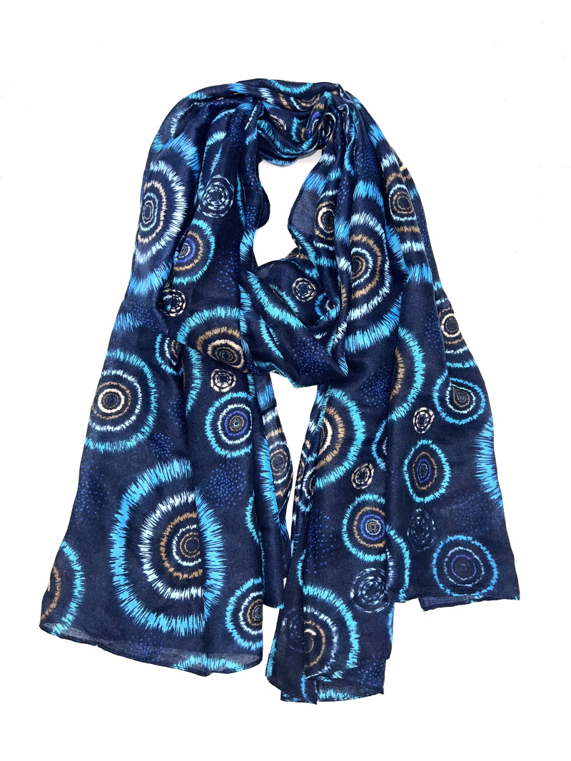 Grossiste LINETA - HH-268 Foulard imprimé motif rond avec dorure