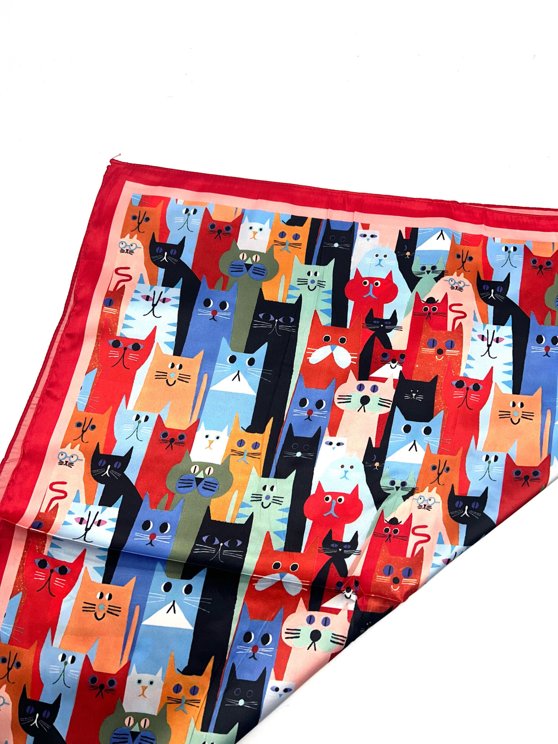 Wholesaler LINETA - Square scarf Small cat pattern