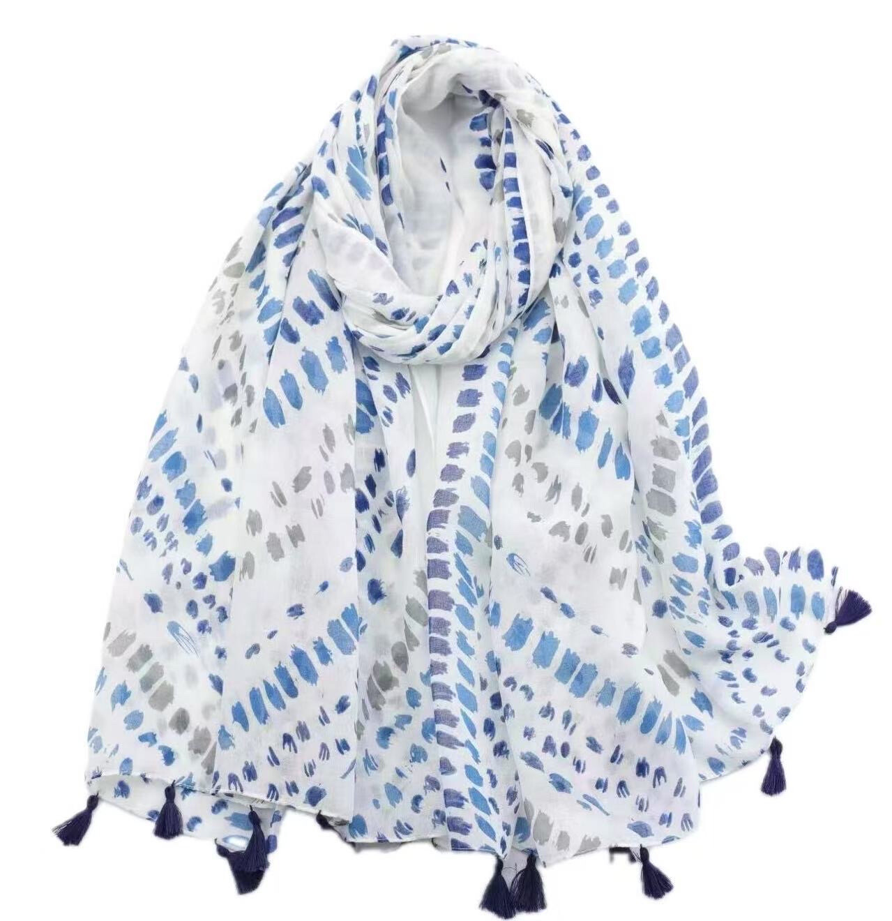 Wholesaler LINETA - Ponpom scarf motifs small point