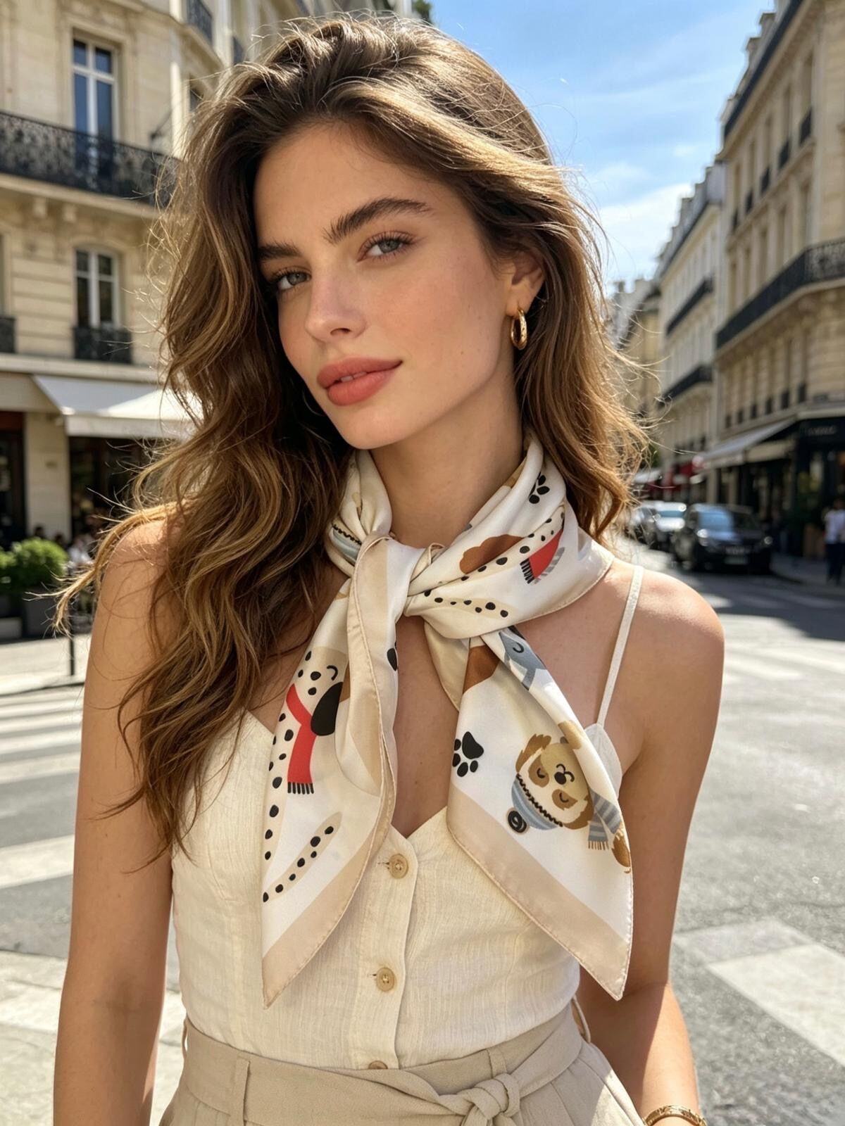 Wholesaler LINETA - J-70 Small square scarf 70 x 70 cm