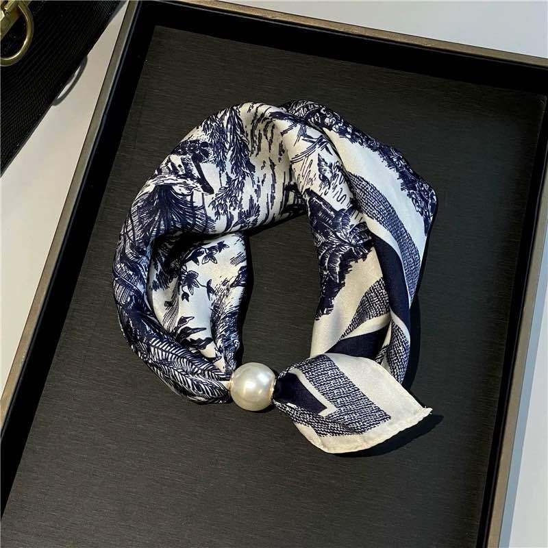Wholesaler LINETA - Perle-17 Satin Scarf with Magnetic Pearl Clasp