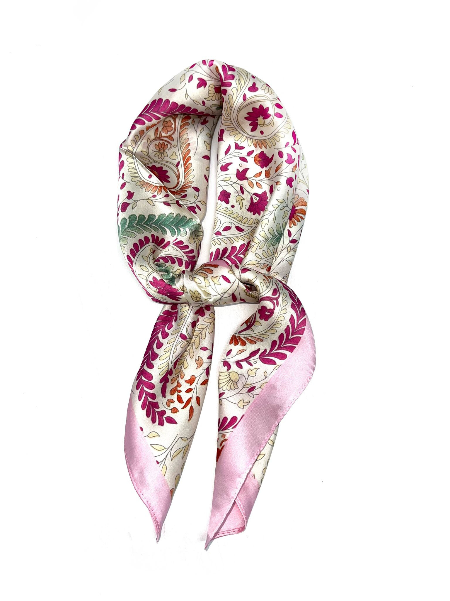 Wholesaler LINETA - D-32 Silk touch scarf 70x70 cashmere pattern