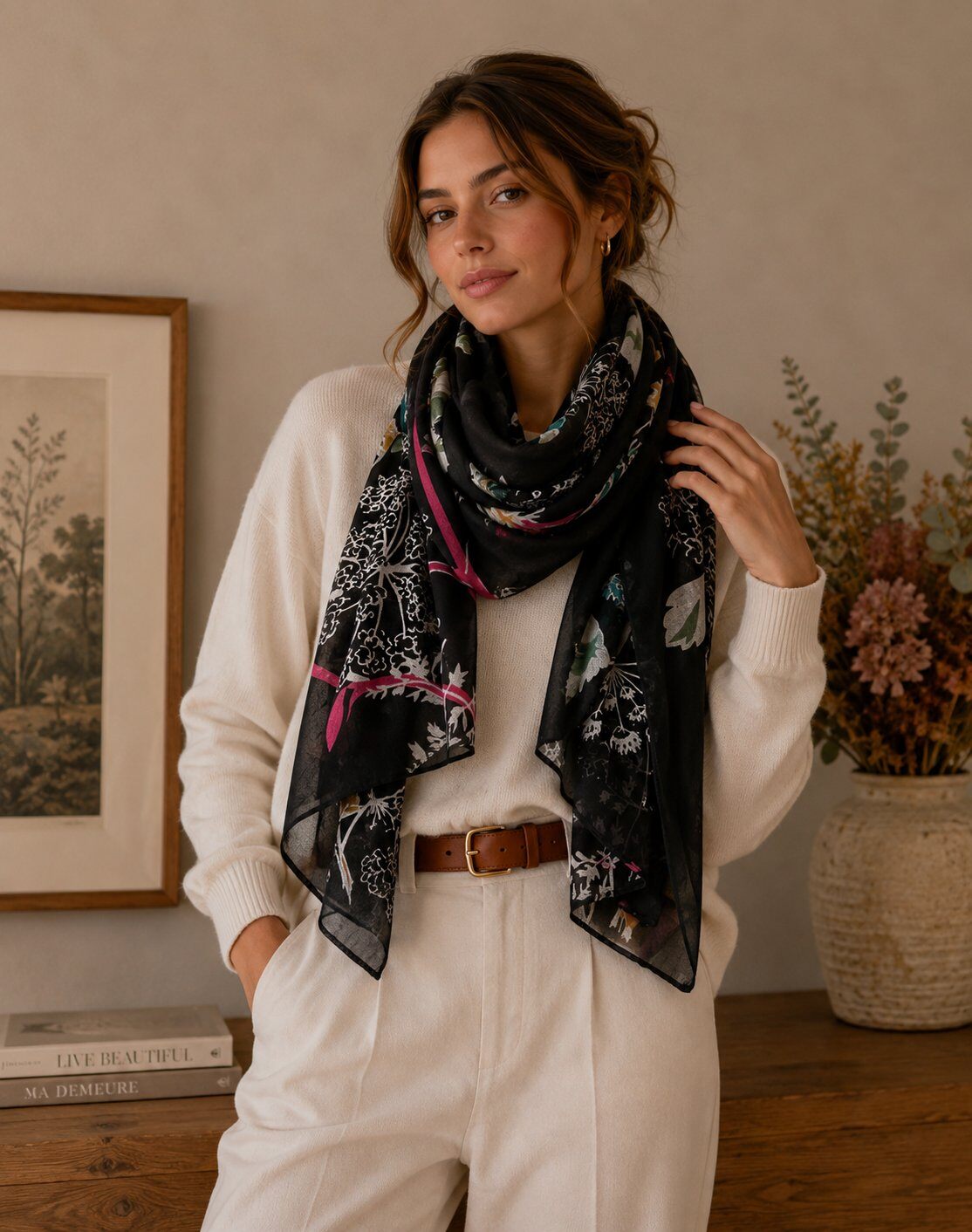 Mayorista LINETA - HH-416 Pañuelo con estampado floral