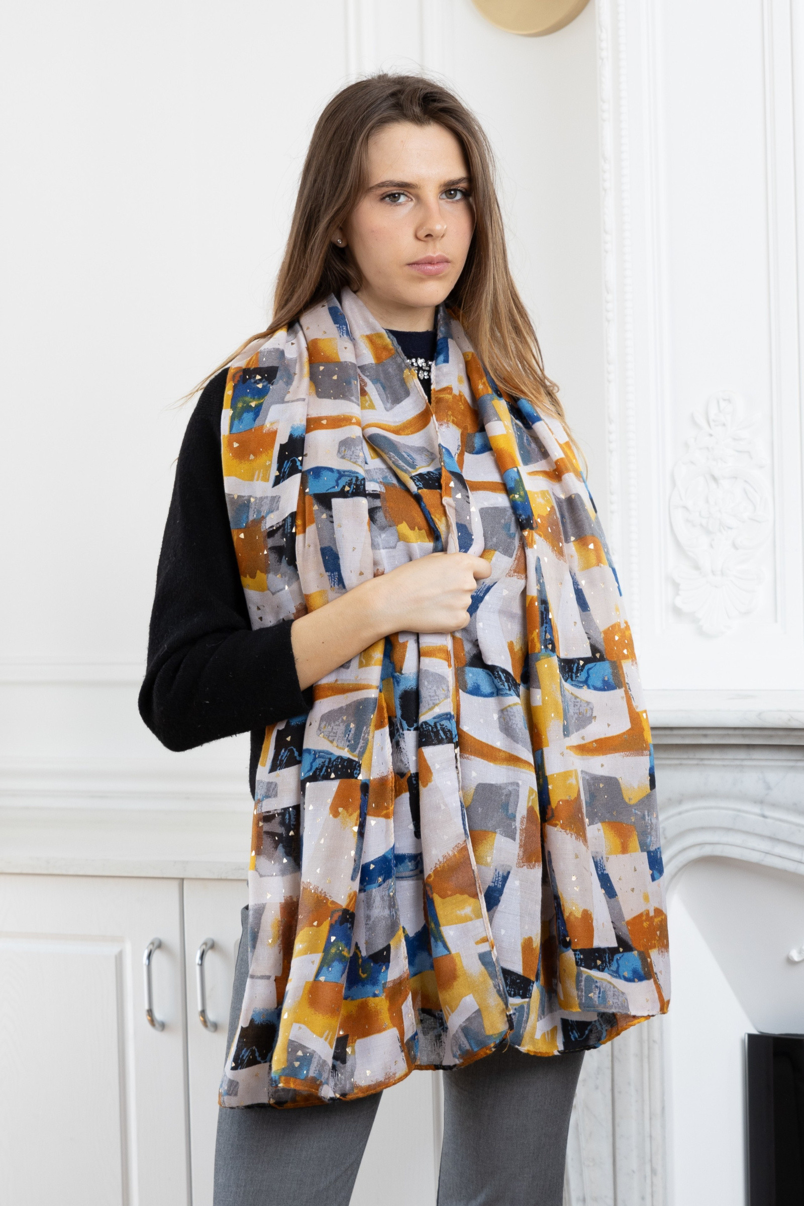 Wholesaler LINETA - HH-335 Shiny Solid Scarf