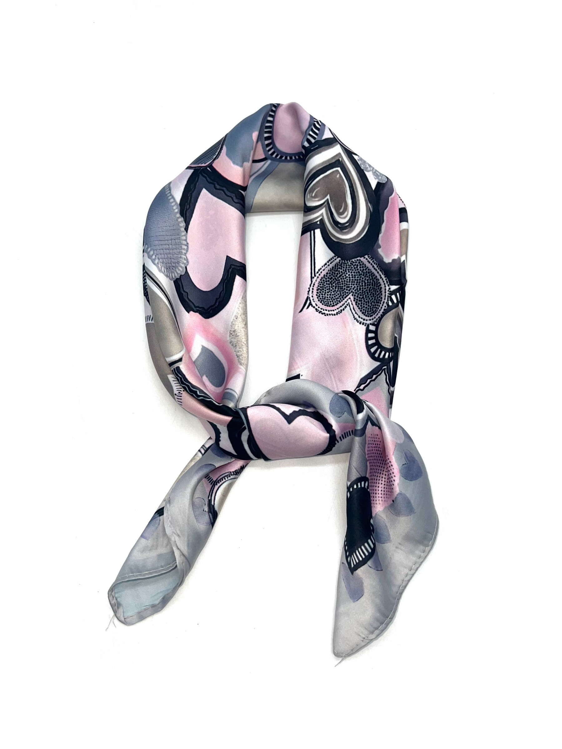 Wholesaler LINETA - Small square head scarf in colorful heart