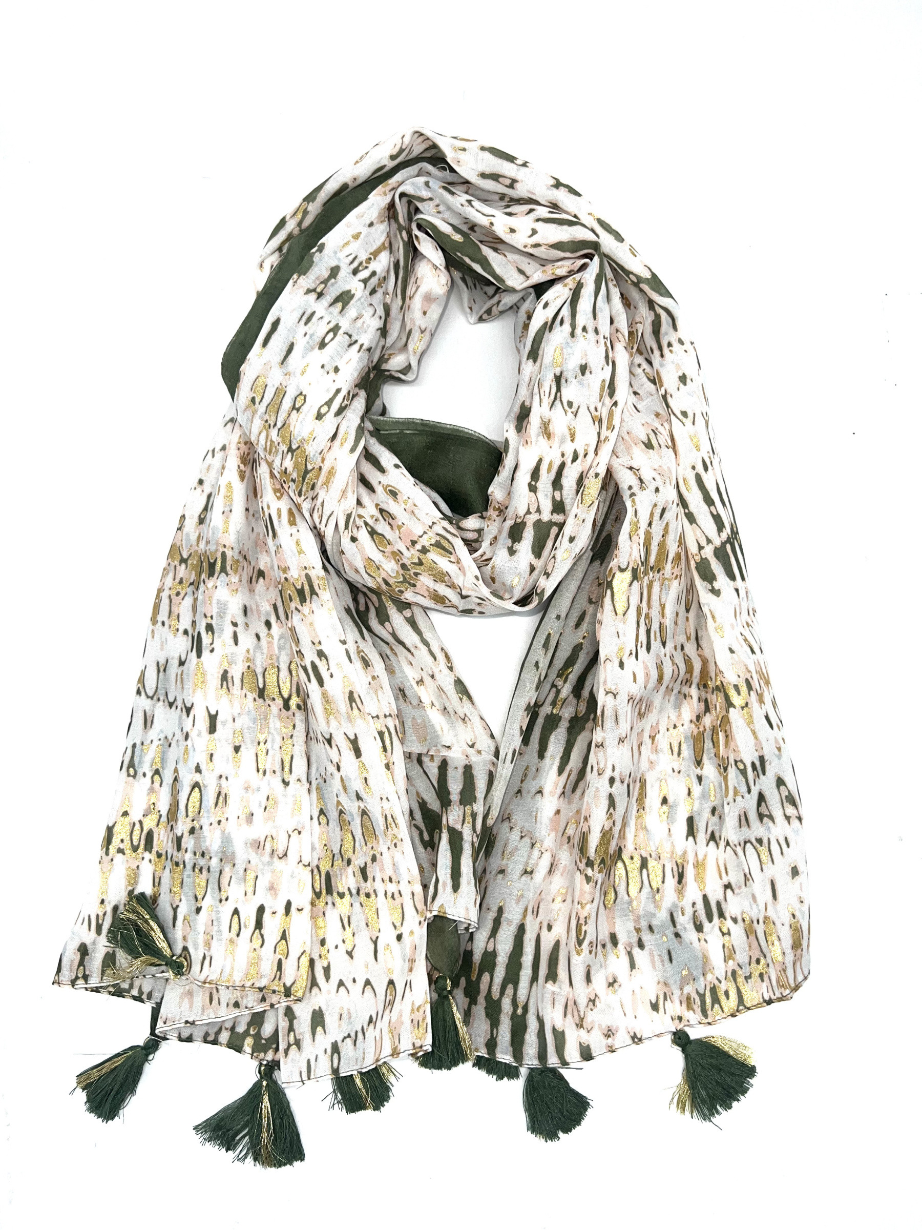 Wholesaler LINETA - Shiny Indian cotton lurex scarves with pompom