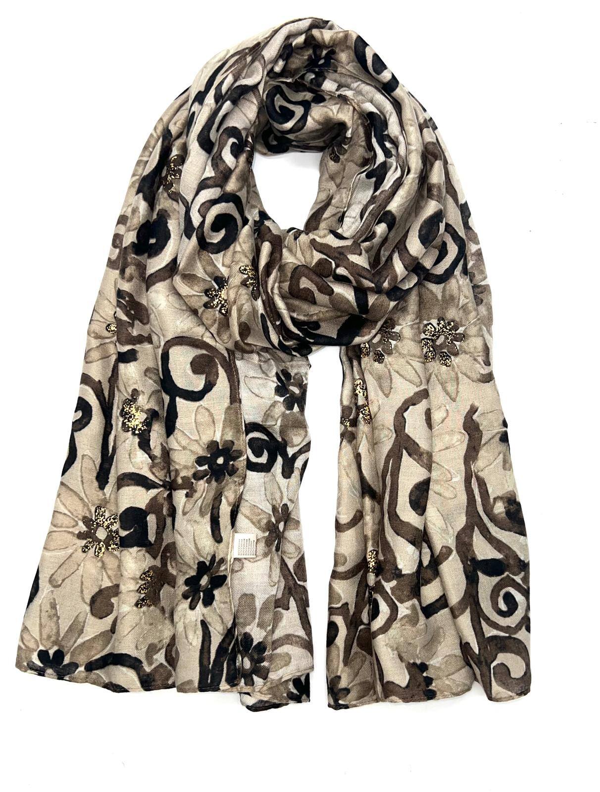 Grossiste LINETA - HH-311 Foulard imprimé avec dorure