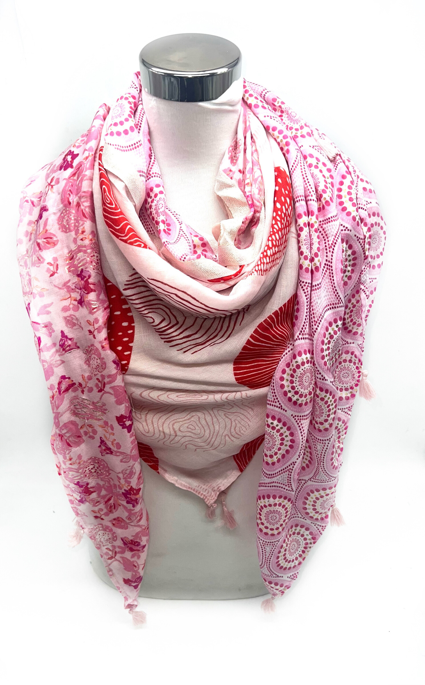 Wholesaler LINETA - Large Square Patchwork scarves - 4 in 1