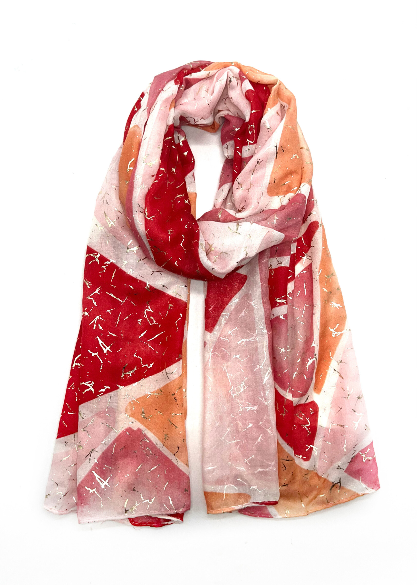 Wholesaler LINETA - LN-33 Leave pattern printed scarf with gilding